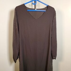 Chic Long Sleeve Brown Dress
